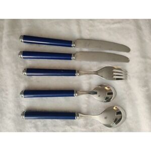 Oxford Hall Blue Stainless Flatware Lot of 5 - Mixed Replacement Pieces Vintage